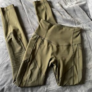 Lululemon All The Right Places Olive Green 28” Leggings Size XS 2
